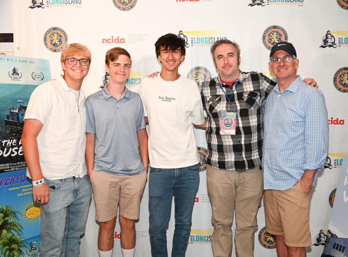 Element Media’s short film Fallen was accepted into the 2025 Long Island International Film Exposition, where it was showcased on Saturday, July 12. Pictured left to right are filmmakers Luke Fusco '25, Hugh Trudden '27 (actor), Tim Freivald '25, and Mike Nettuno '25.