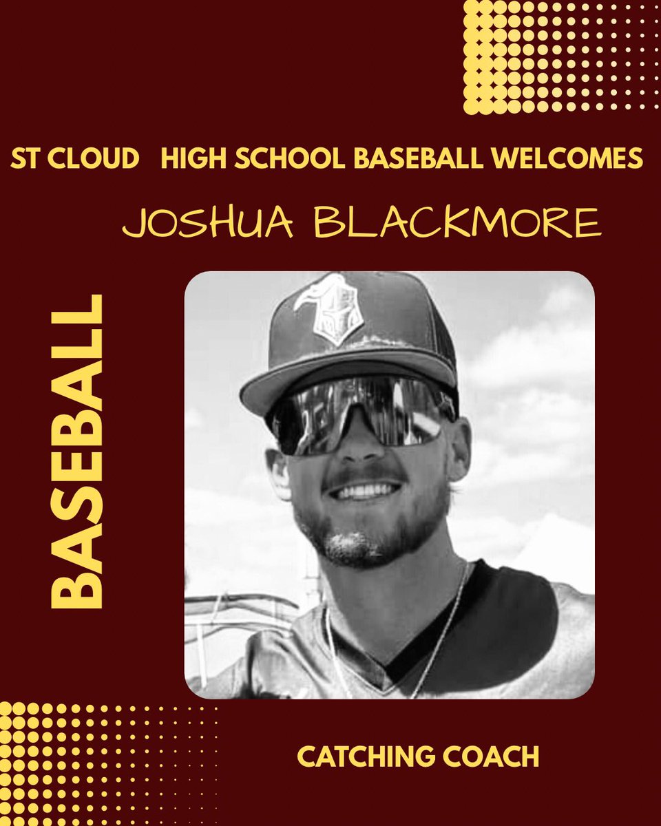FOR IMMEDIATE RELEASE

SCHS Baseball  welcomes Coach Josh Blackmore as the new Catching Coach! “Josh is an incredible addition to our staff,” said Head Coach David Blackmore. “He’s not only a product of St. Cloud baseball but he brings a valuable and relatable energy with him”