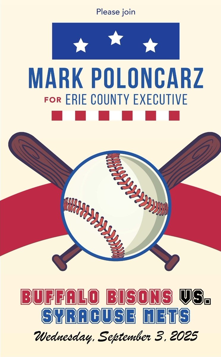 markpoloncarz's tweet image. Save the Date! I hope you will join me on September 3 at Sahlen Field to watch our Buffalo Bisons take on the Syracuse Mets at a fun family day at the ballpark.
Get all the details and secure your attendance today: secure.actblue.com/donate/polonca…