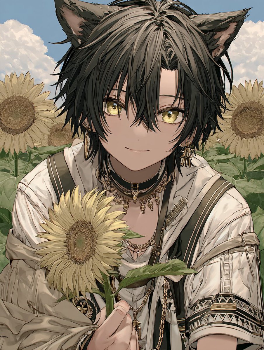 テーマ「ねこ森の向日葵」

これ僕からのプレゼント🌻