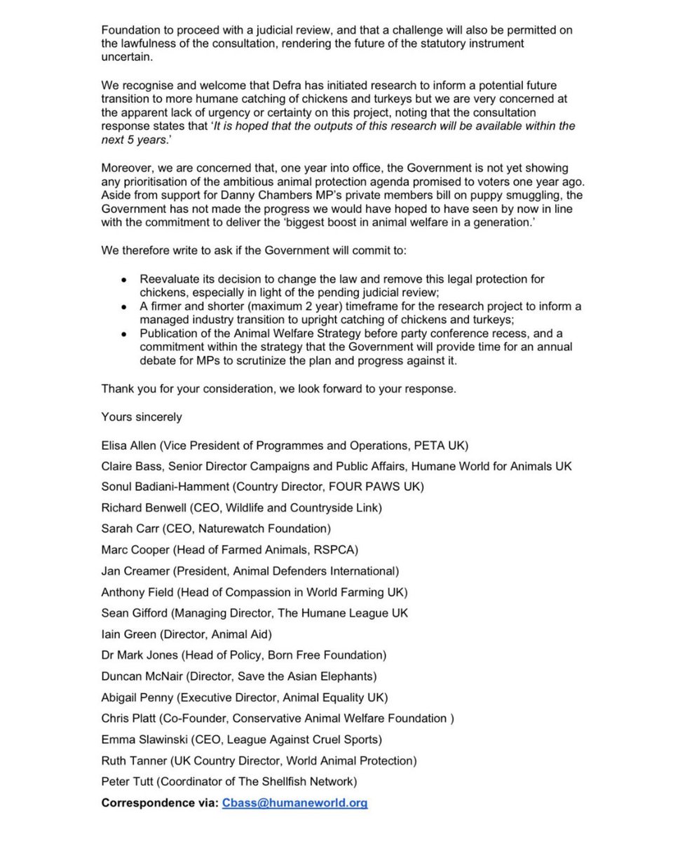 FOUR PAWS UK (@fourpawsuk) on Twitter photo Last year, <a href="/SteveReedMP/">Steve Reed</a> promised "the biggest boost to animal welfare in a generation." Legalising the inhumane practice of handling chickens by their legs is NOT what we had in mind.
We've joined 17 orgs demanding the Govt do better to safeguard the welfare of farmed animals. Last year, <a href="/SteveReedMP/">Steve Reed</a> promised "the biggest boost to animal welfare in a generation." Legalising the inhumane practice of handling chickens by their legs is NOT what we had in mind.
We've joined 17 orgs demanding the Govt do better to safeguard the welfare of farmed animals.