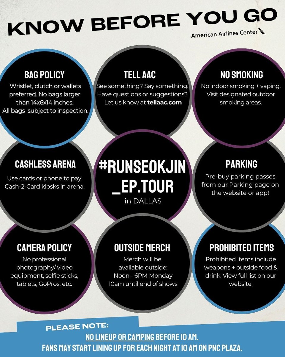 AACenter's tweet image. Who's ready for #RUNSEOKJIN_EP.TOUR IN DALLAS?! Check out our KBYG information before Jin takes over two nights at AAC 🎶