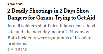 TheGreeneBJ's tweet image. NYT living in a fantasy land where the daily aid massacres started yesterday.
"symptoms of broader problems" yeah you don't fucking say