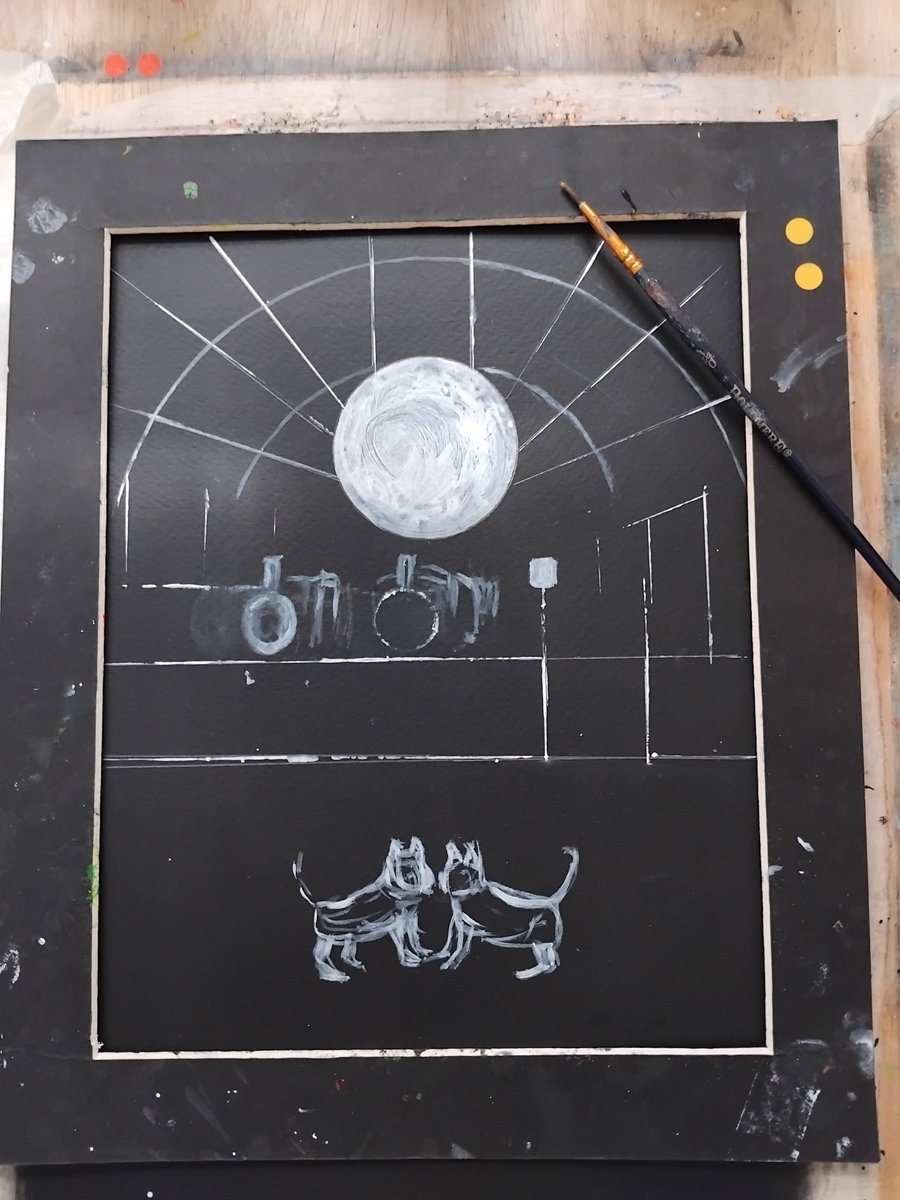 Working out composition for next painting 'Meet me under the clock' #art #artist #illustrator