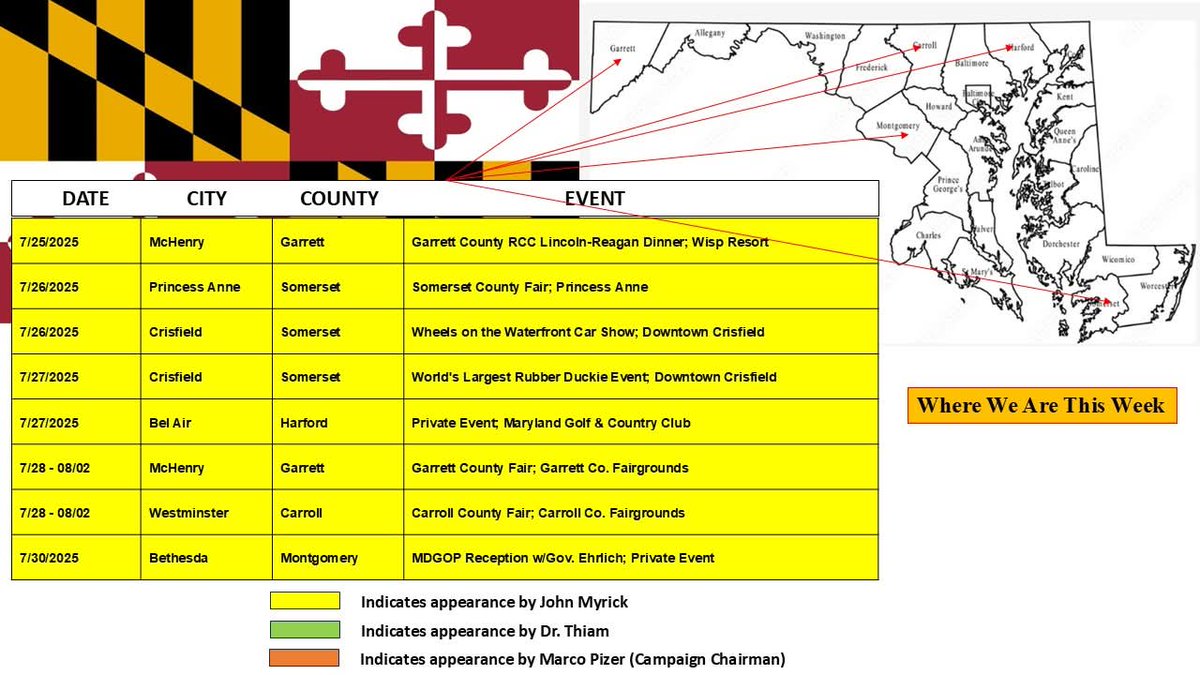 JohnMyrickforMD's tweet image. It's shaping up to be another busy few weeks on the campaign trail! We will be in five (5) counties this week, including 3 different County Fairs! Come on out and meet your next Lt. Governor, Dr. Brenda J. Moore Thiam and I and let us know your concerns. We had a great time…