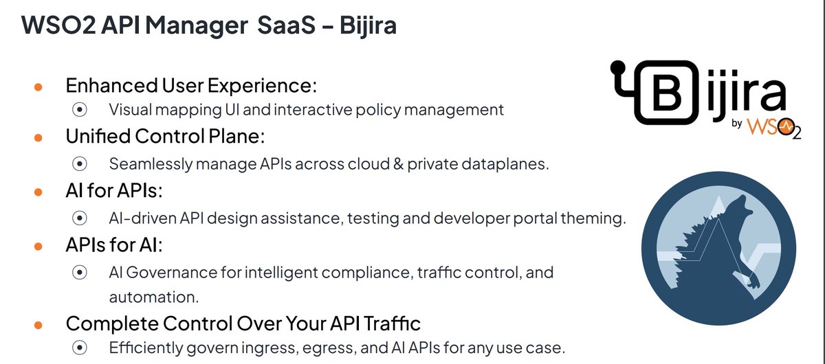 wso2apimanager's tweet image. 🚨Prefer a fully managed API management solution? 
Check out Bijira, WSO2&apos;s SaaS API management platform.  

🔗 Try it now - console.bijira.dev/login
🌐 Learn more: wso2.com/bijira 

#API #LLM #DevTools #CloudNative #AI #MCP #OpenAI