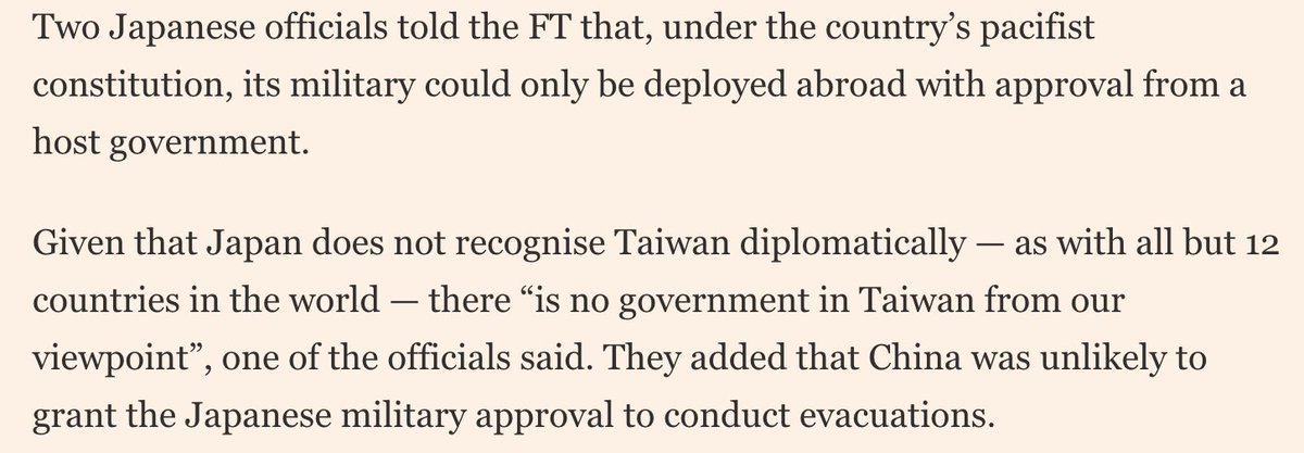 isaacstonefish's tweet image. Japan would need permission from Beijing to militarily evacuate its citizens from Taiwan in the case of an attack. Put that on the list of problems that need a solution.