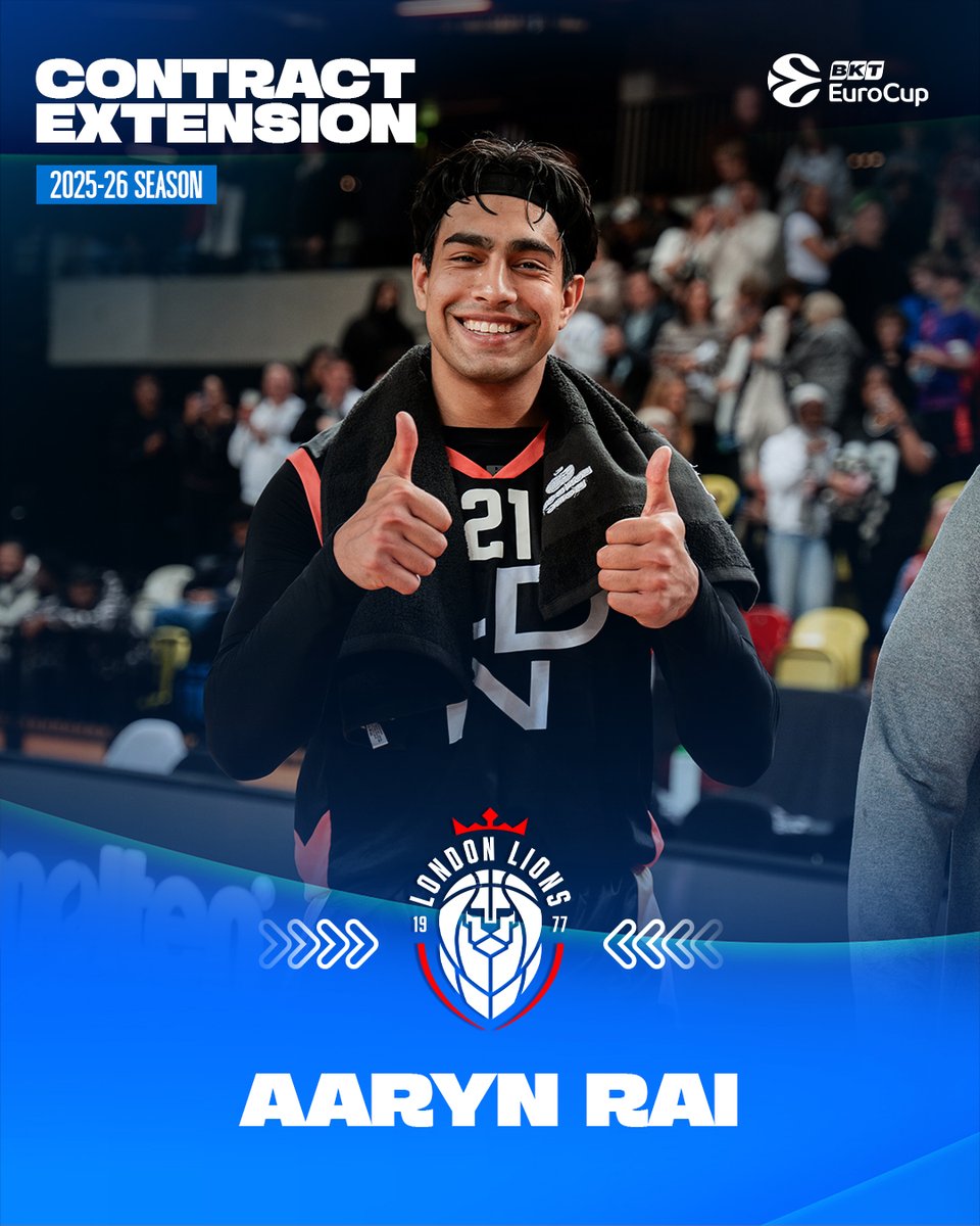 EuroCup's tweet image. British League MVP stays in London! ✍️
@AarynRai extends his contract with the @LondonLions 🇬🇧
📄 Read more: euroleaguebasketball.net/en/eurocup/new…
