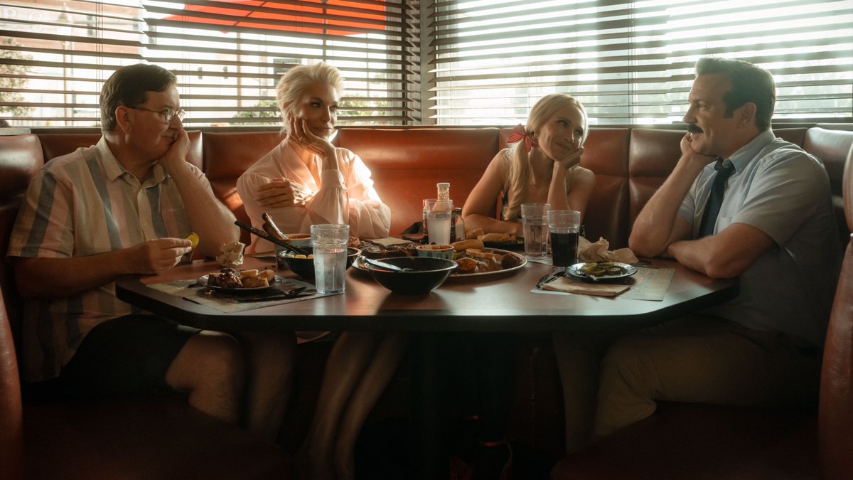tim_cook's tweet image. From biscuits to BBQ: Ted Lasso Season 4 kicks off production in Kansas City! ⚽️