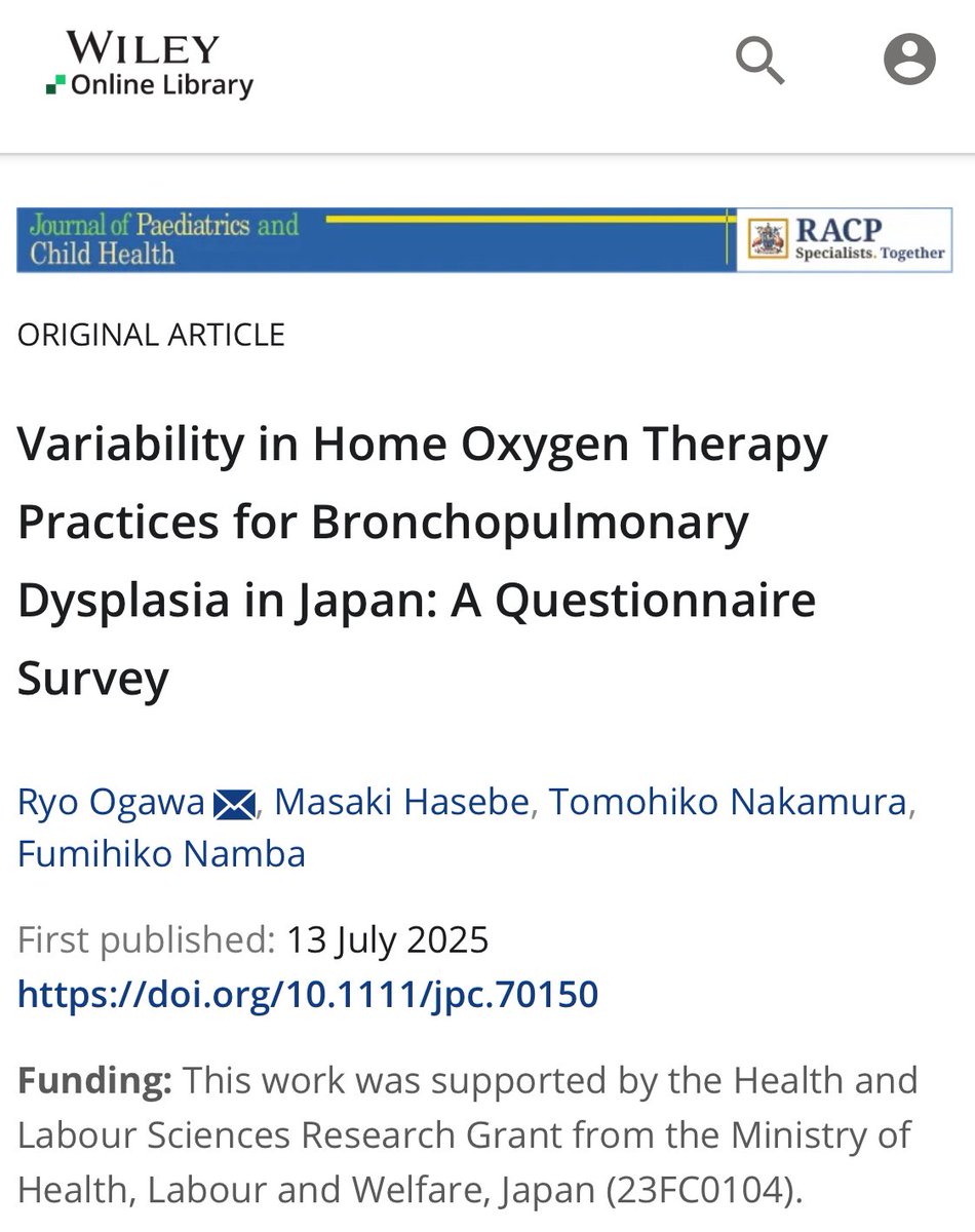 JAPANicu's tweet image. Ogawa et al. examined variations in home oxygen therapy (HOT) initiation and management practices for bronchopulmonary dysplasia (BPD) among perinatal medical centres in Japan.
onlinelibrary.wiley.com/doi/10.1111/jp…
#neotwitter
