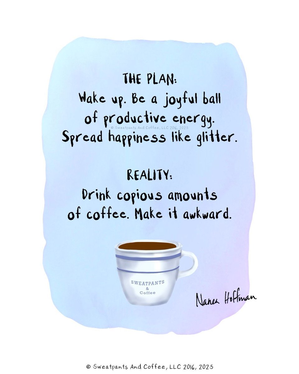 SweatpantsCafe's tweet image. Plan vs. reality ☕️💙
