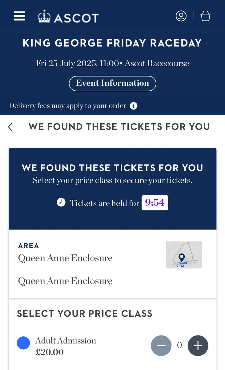 I have a wedding to go to on Friday, but just seen it’s only £20 to go racing <a href="/Ascot/">Ascot Racecourse</a> - amazing value for such great facilities and what looks to be beautiful weather! Well done! 👏🏽