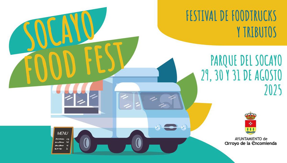🚐🍔🎶🌱Llega el 𝗦𝗢𝗖𝗔𝗬𝗢 𝗙𝗢𝗢𝗗 𝗙𝗘𝗦𝗧, el primer festival de ‘food trucks’ de Arroyo

👉 Apunta las fechas: 29, 30 y 31 de agosto
📍 Parque del Socayo

Comida y música en directo en un enclave único para despedir el verano☀️

ℹ️ Próximamente más información