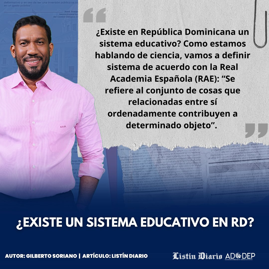 adodeprd's tweet photo. Te invitamos a leer el más reciente artículo de nuestro presidente de ADODEP @gsoriano7 "¿Existe un sistema educativo en RD?".

👉 Disponible ahora en https://t.co/hO4isskVxb

 #EducaciónRD #ADODEP #ReflexiónEducativa #SistemaEducativo #GilbertoSoriano https://t.co/WoFQabYQ8P