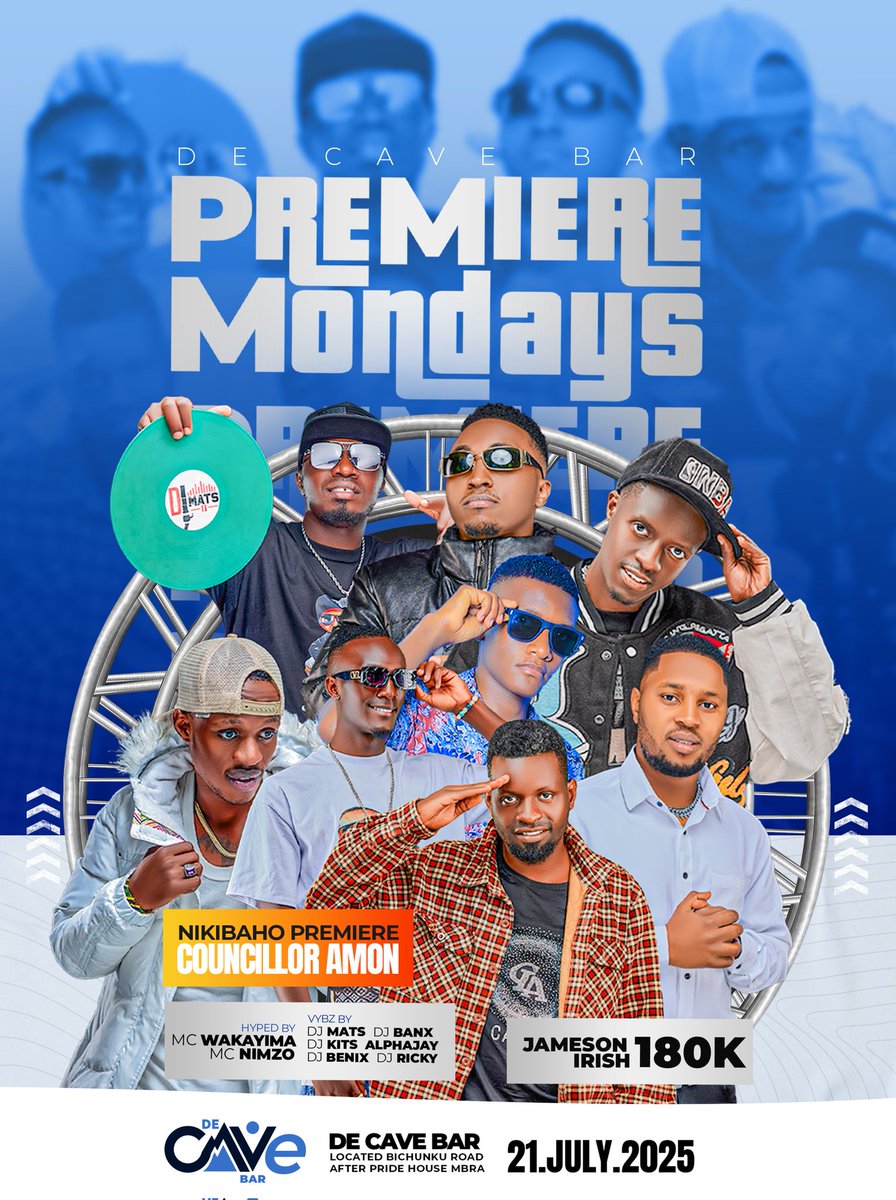 We fall in for the official Monday Party in Mbarara and that is none other than PREMIERE MONDAYS live at DE CAVE BAR 🔥💯