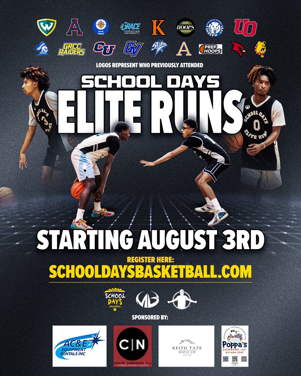 SDFbasketball's tweet image. 25ish spots available for each run.
Captains pick teams.
Winner court. Loser court.
Real Game. No Gimmicks.
Register at schooldaysbasketball.com
to potentially get chosen to attend.
