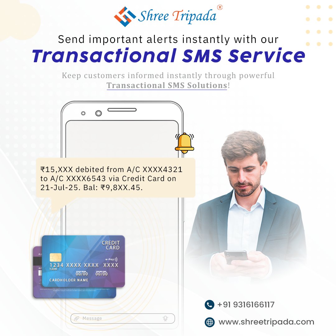 shreetripada's tweet image. Boost customer trust with instant transactional alerts!
From bank updates to order confirmations — with Shree Tripada’s trusted SMS service.

✅ Secure | ✅ DND-approved | ✅ 24/7 delivery

#TransactionalSMS #BulkSMSService #CustomerCommunication #InstantAlerts #SecureMessaging
