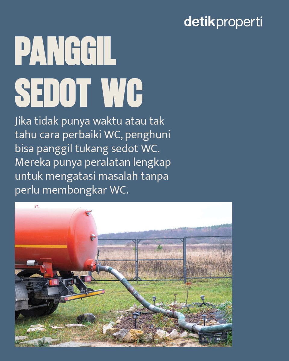 detik_properti's tweet image. Masalah ini sering terjadi karena penyumbatan. Bisa dari kotoran, tisu, atau bahkan septic tank yang sudah penuh.⁣
⁣
#detikproperti #WC #mampet #tips #kloset #toilet