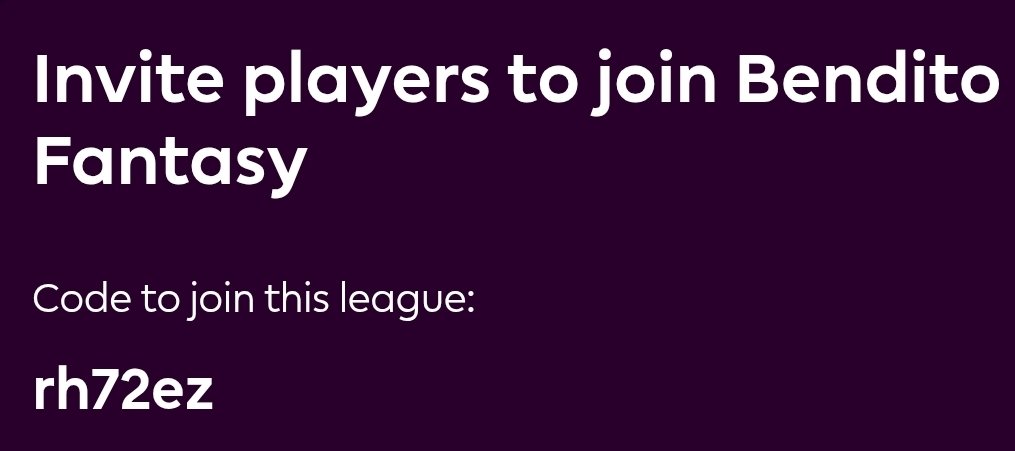 Muchachooos ya hay miniliga de Bendito Fantasy! 

Pásenle, inviten a todo aquel que se deje y no olviden dejarnos un mensaje para saber cual es su equipo y estar en contacto durante la temporada 

fantasy.premierleague.com/leagues/auto-j…