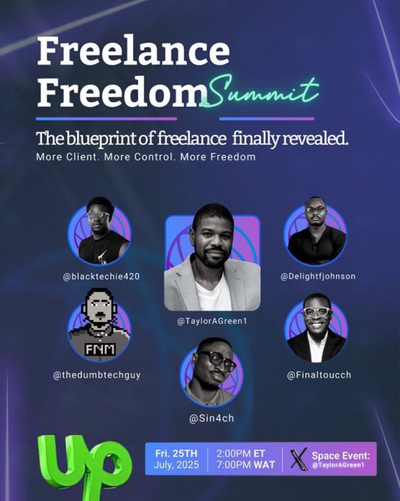 TaylorAGreen1's tweet image. Want a $1.2M Upwork earner to point our the biggest red flag in your profile?
1. RSVP for Freelance Freedom Summit.
(x.com/i/spaces/1yNGa…)
2. Like/Retweet this post.
3. Comment "Summit".
4. DM your Profile Link.
Let's do this! 😎