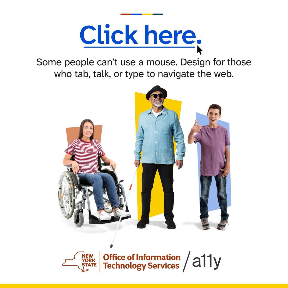 Some people can’t use a mouse. Design for those who tab, type or talk to navigate the web. #accessibility #ADA35