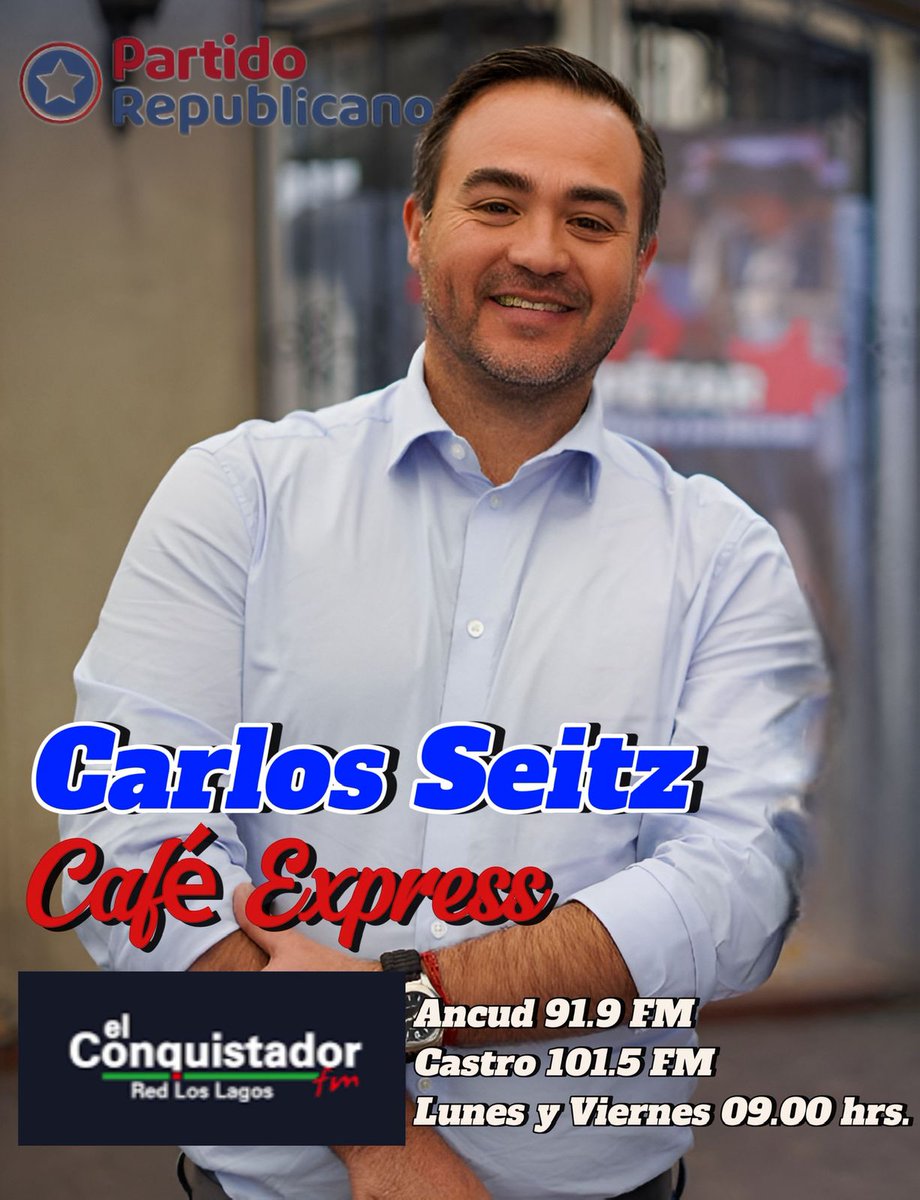 YoVotoKast's tweet photo. 🎙️ 𝗛𝗼𝘆, partir de las 9:00 AM, nuestro precandidato a Diputado por el #Distrito26, Carlos Seitz 🇨🇱, estará en radio El Conquistador Red Los Lagos, para analizar la contingencia política de la semana.
Conéctate en 👉 https://t.co/KXJUBdydYG
101.5 FM en Castro
91.9 FM en Ancud https://t.co/KelkVIWfVc