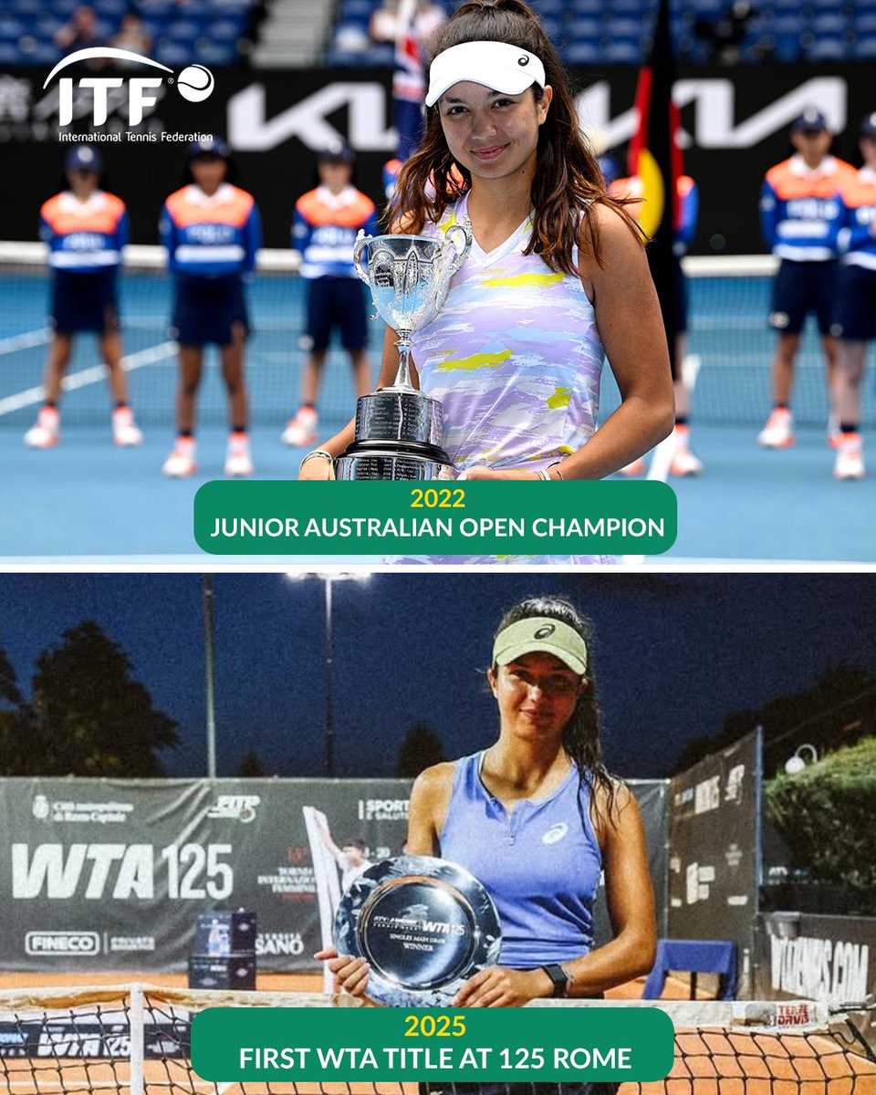 ITFTennis's tweet image. On the rise 📈
Former Junior World No. 1 and 2022 Junior Australian Open champion Petra Marcinko wins her first WTA 125 title in Rome and rises to World No. 131 on the @WTA rankings