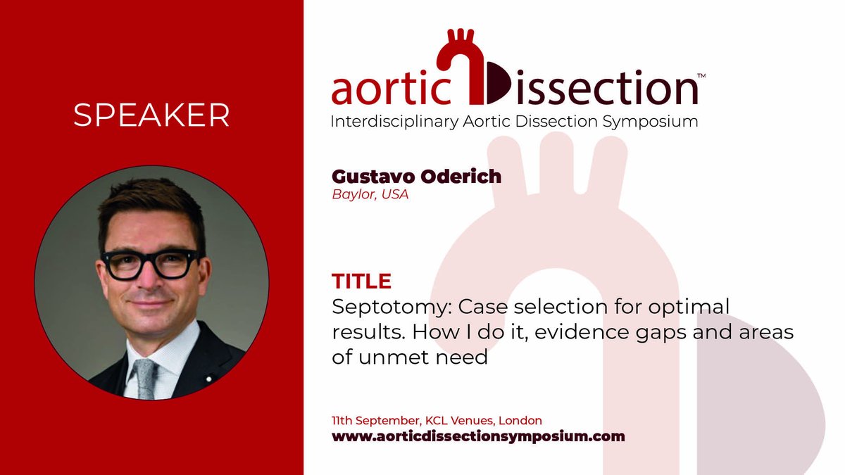 IADS (@iadsymposium) on Twitter photo We are delighted that <a href="/GustavoOderich/">Gustavo Oderich</a> will be speaking at the IADS meeting on Thursday 11th September at KCL, London.
Register at aorticdissectionsymposium.com
<a href="/RouleauxClub/">Rouleaux Club</a> <a href="/BSETnews/">BSET</a> <a href="/BSIR_News/">The British Society of Interventional Radiology</a> <a href="/TraineesBSIR/">BSIR Trainees (British Society of IR Trainees)</a> <a href="/vascularnurses/">SVN (Society of Vascular Nurses)</a> We are delighted that <a href="/GustavoOderich/">Gustavo Oderich</a> will be speaking at the IADS meeting on Thursday 11th September at KCL, London.
Register at aorticdissectionsymposium.com
<a href="/RouleauxClub/">Rouleaux Club</a> <a href="/BSETnews/">BSET</a> <a href="/BSIR_News/">The British Society of Interventional Radiology</a> <a href="/TraineesBSIR/">BSIR Trainees (British Society of IR Trainees)</a> <a href="/vascularnurses/">SVN (Society of Vascular Nurses)</a>