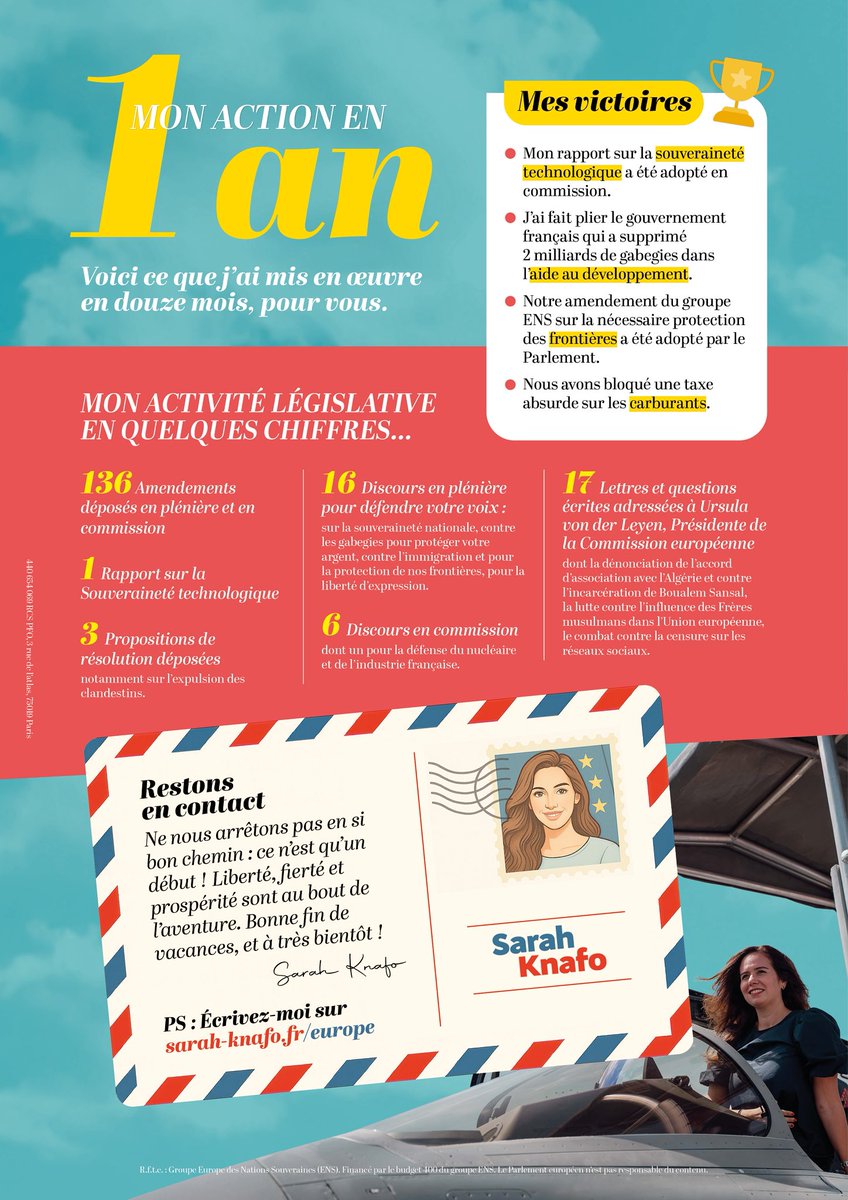 🌞 L’été bat son plein, mais Bruxelles ne prend pas de vacances quand il s’agit de vous harceler…

Règles absurdes, taxes injustes : et si on prenait 5 minutes ensemble ? 

➡️ Découvrez mon bilan d’un an comme députée et Vice-présidente du groupe ENS👇