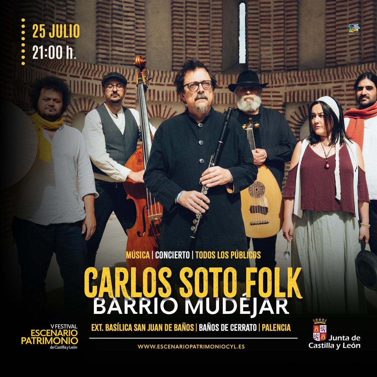 Escenario Patrimonio CyL (@escenariocyl) on Twitter photo 🎼 Con ‘Barrio Mudéjar’, Carlos Soto Folk recorre el sendero de la fusión de diferentes culturas y tradiciones musicales, con un potente directo, en <a href="/EscenarioCyl/">Escenario Patrimonio CyL</a>
📆 25 julio ⏱ 21:00 h.
📍 Ext. Basílica San Juan de Baños | Baños de Cerrato (Palencia)
ℹ️escenariopatrimoniocyl.es 🎼 Con ‘Barrio Mudéjar’, Carlos Soto Folk recorre el sendero de la fusión de diferentes culturas y tradiciones musicales, con un potente directo, en <a href="/EscenarioCyl/">Escenario Patrimonio CyL</a>
📆 25 julio ⏱ 21:00 h.
📍 Ext. Basílica San Juan de Baños | Baños de Cerrato (Palencia)
ℹ️escenariopatrimoniocyl.es