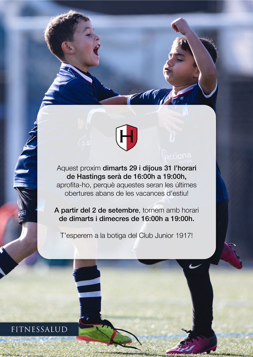 🔵⚫️ Aquesta setmana tens dues últimes oportunitats per venir abans de les vacances:
📆 Dimarts 29 i dijous 31 de juliol
🕓 de 16 a 19 h
Després… tanquem per descans i tornem el 2 de setembre amb nou horari:
👉 Dimarts i dimecres de 16 a 19 h

#bategablauinegre