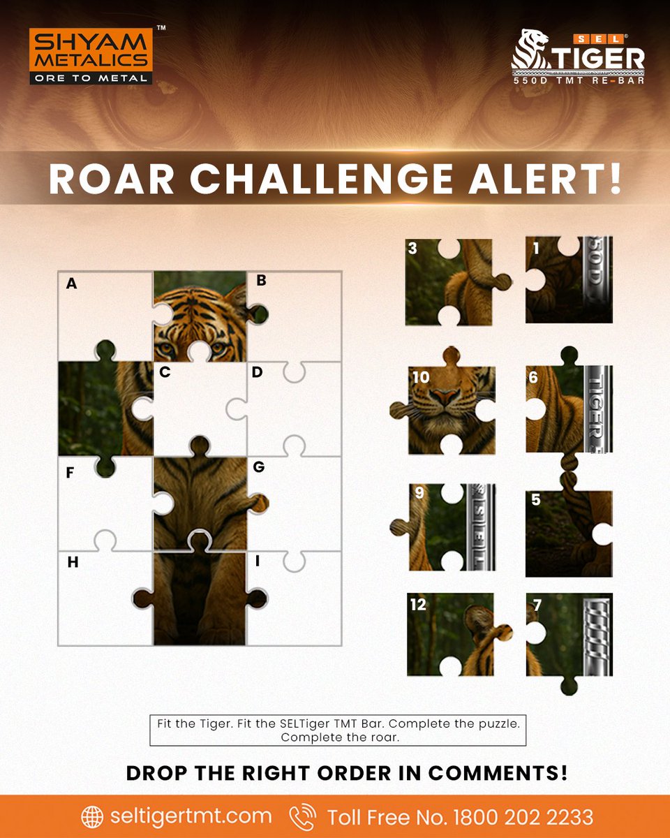 CONTEST ALERT – The Roar Challenge Pick the pieces &amp; complete the ROAR! Find the missing pizzle pieces, complete the image &amp; drop in the right pairing of alphabet and numbers on the pieces. 
Contest ends on 28th July 2025 – so hurry up!

Steps on our Instagram!