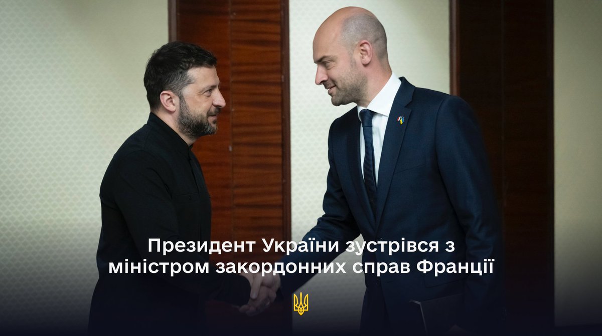 APUkraine's tweet image. Президент України Володимир Зеленський провів зустріч із міністром Європи та закордонних справ Франції Жаном-Ноелем Барро, який узяв участь у щорічній нараді українських послів.
Детальніше: bit.ly/3H0r00K
