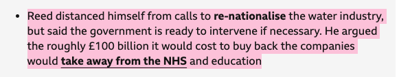 CompassOffice's tweet image. 💰BREAKING:
Down from £100bn, the cost of nationalisation is now... £1bn.
By the way, the ownership model that "doesn't work" in Paris just made the Seine swimmable again after 100 years.
We encourage Steve Reed to take a dip in the Thames.