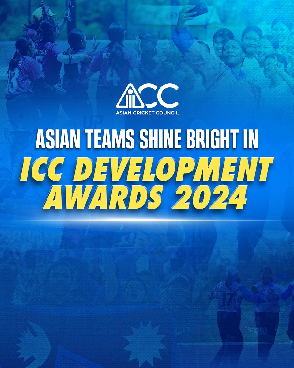 ACCMedia1's tweet image. 𝐑𝐢𝐬𝐢𝐧𝐠 𝐭𝐨𝐠𝐞𝐭𝐡𝐞𝐫, 𝐥𝐞𝐚𝐝𝐢𝐧𝐠 𝐰𝐢𝐭𝐡 𝐢𝐦𝐩𝐚𝐜𝐭 🌏

From the heart of Asia to the global stage - Bhutan 🇧🇹, Nepal🇳🇵, and Indonesia 🇮🇩 have been recognised with ICC Development Awards for their outstanding contributions to the game 👏

#ACC