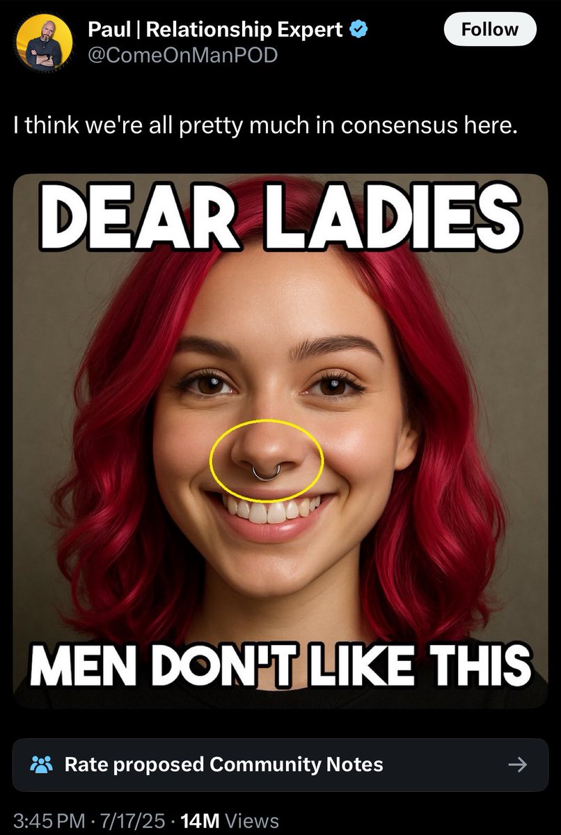 appodlachia's tweet image. You’re right - we don’t like shitty Ai images. Septum rings, on the other hand, are rad.