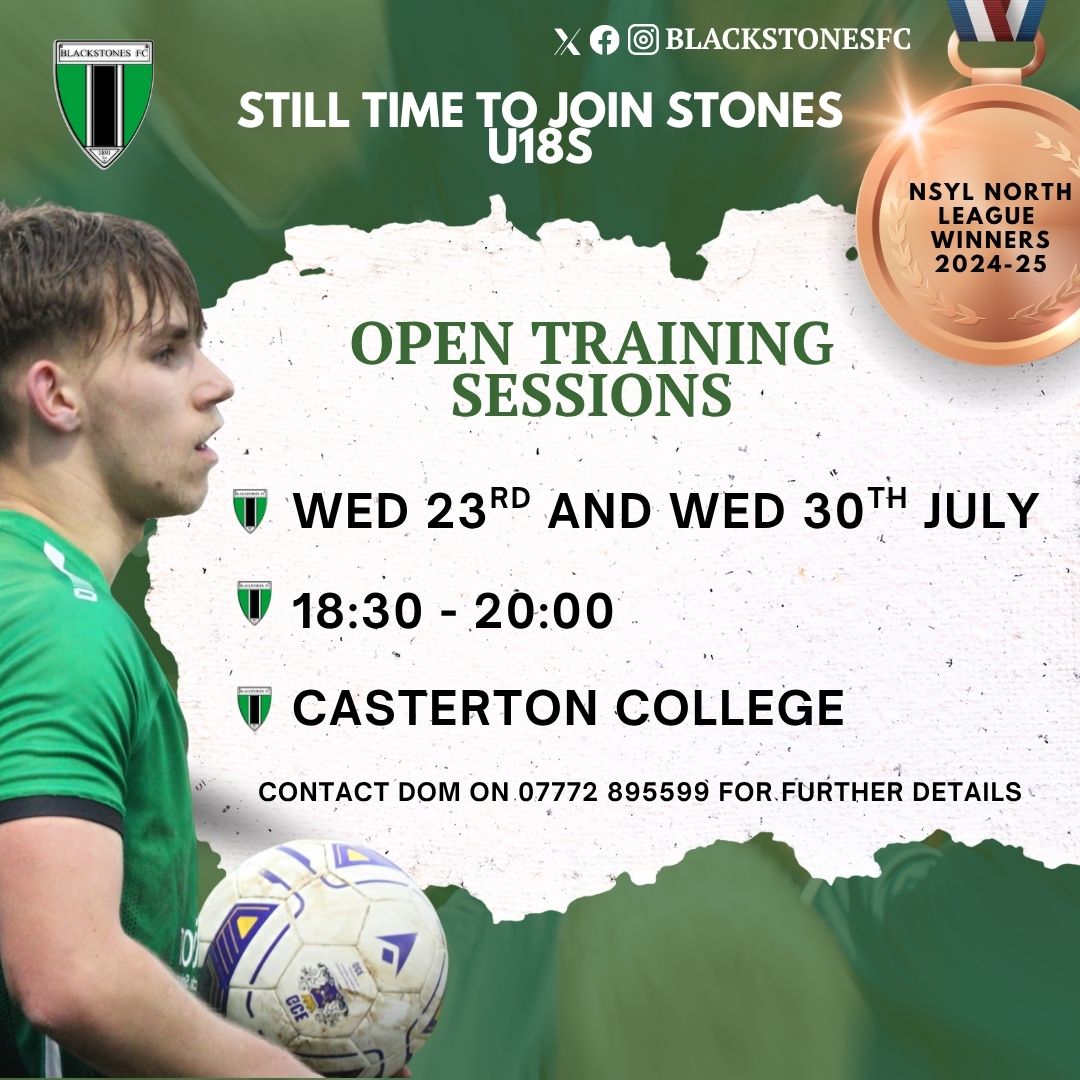 We have two open training sessions in the next couple of weeks for any U18 players looking to join the team for the forthcoming season. 

#youthfootball