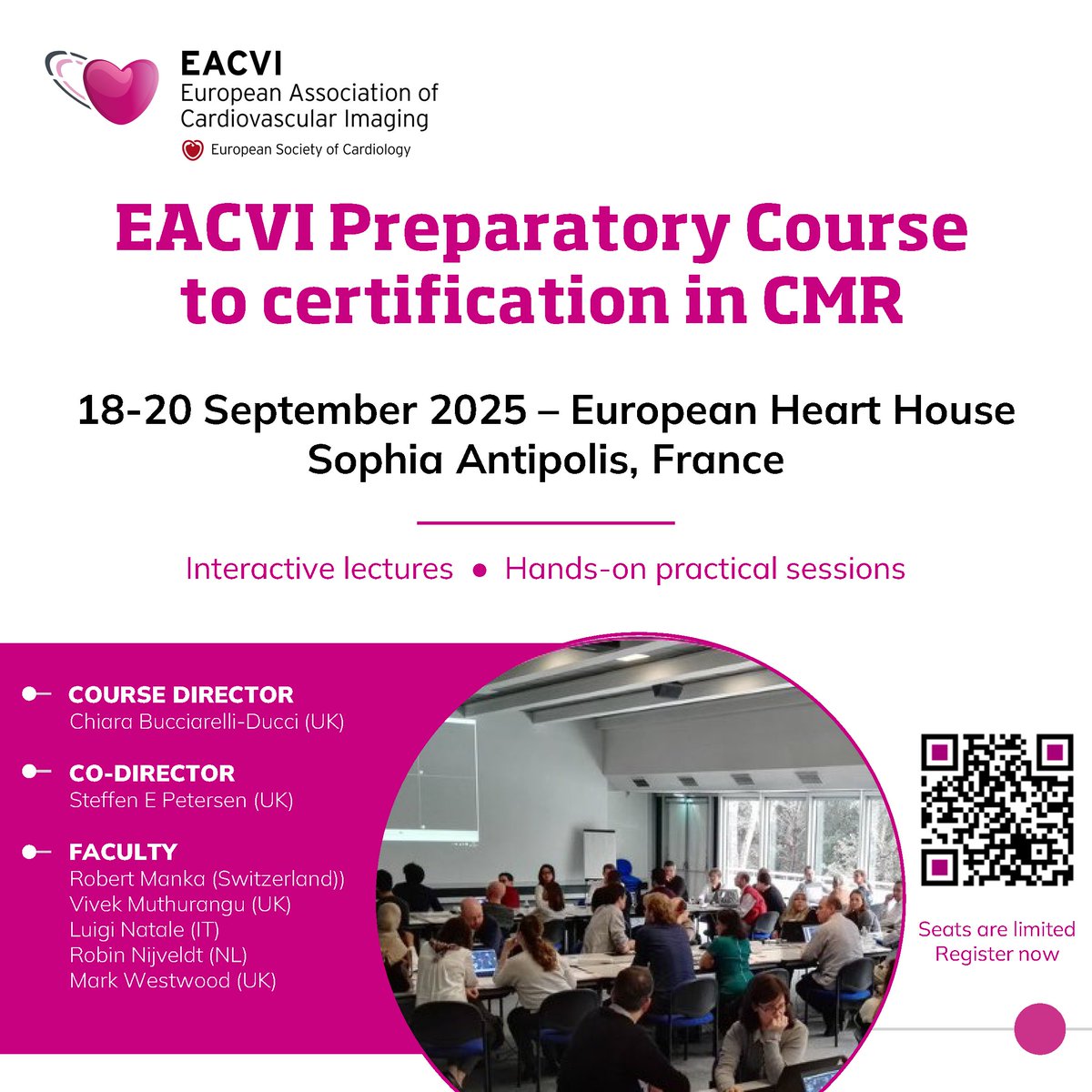Véronique Brassart (@shs06) on Twitter photo The 7th #EACVI preparatory course to certification in CMR will take place at the European Heart House on 18-20 September!
bit.ly/eacvi-cmr-prep…
Don't miss this opportunity to learn from <a href="/chiarabd/">C Bucciarelli-Ducci</a> <a href="/s_e_petersen/">Steffen Petersen</a> <a href="/RNijveldt/">Robin Nijveldt</a> <a href="/rmanka_/">Robert Manka</a> <a href="/muthurangu/">Vivek Muthurangu</a> Luigi Natale and <a href="/DrMarkWestwood1/">Dr Mark Westwood</a> The 7th #EACVI preparatory course to certification in CMR will take place at the European Heart House on 18-20 September!
bit.ly/eacvi-cmr-prep…
Don't miss this opportunity to learn from <a href="/chiarabd/">C Bucciarelli-Ducci</a> <a href="/s_e_petersen/">Steffen Petersen</a> <a href="/RNijveldt/">Robin Nijveldt</a> <a href="/rmanka_/">Robert Manka</a> <a href="/muthurangu/">Vivek Muthurangu</a> Luigi Natale and <a href="/DrMarkWestwood1/">Dr Mark Westwood</a>
