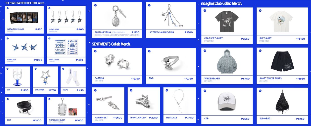 𖤐 wts lfb ph | korea kr pasabuy pabili

the star chapter: together
txt pop up store official merch

• doo: july 27
• atleast 50% dp to secure
• will hand carry to ph (onhand by july 29)

#TOMORROW_X_TOGETHER #TXT
#TheStarChapter #TOGETHER 
#TOGETHER_POPUP