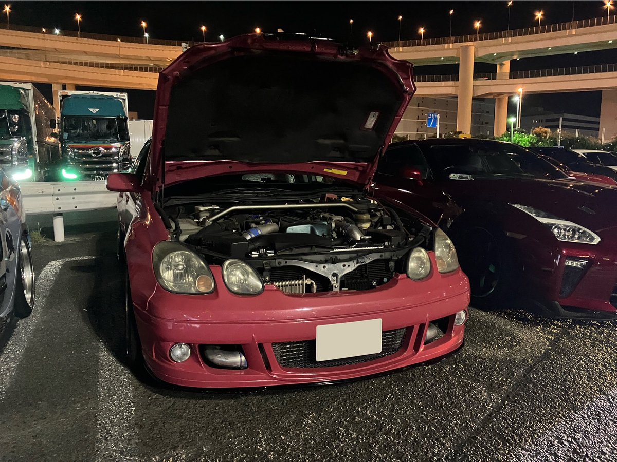 vanity_taja's tweet image. ラジエター交換後
大黒まで走りました

#pink
#jzs161
#serialnine
#gs
#daikoku
#ピンク
#アリスト