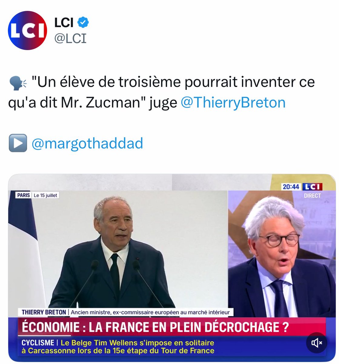 Ben je préférerais que cet élève de troisième soit à la place de ce guignol voleur de Thierry Breton et ses copains du bloc bourgeois