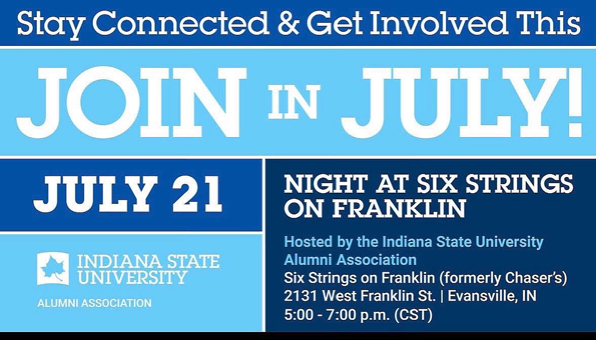 Get ready Evansville. Tonight is the night we are coming to town.  There is still time to sign up and you can also just come to the event! Come see the Indiana State University Alumni Association.

host.nxt.blackbaud.com/registration-f…