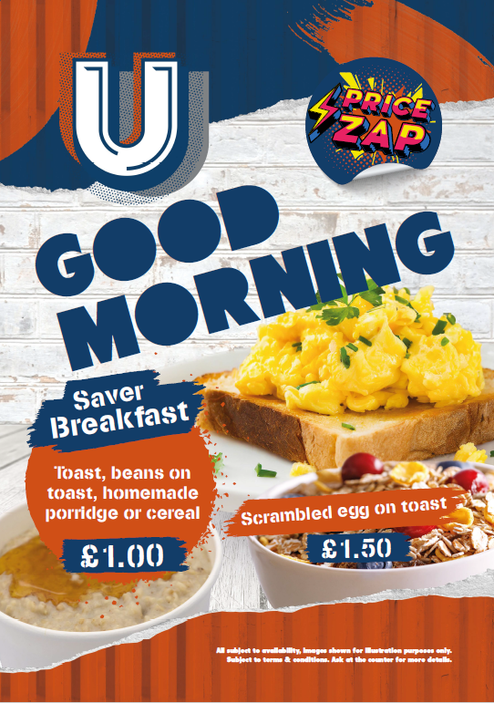 Don't forget, we are still offering our full range of breakfast items in The Studio over the summer; including our saver  options.   Available Monday - Friday 7.45am-11am.