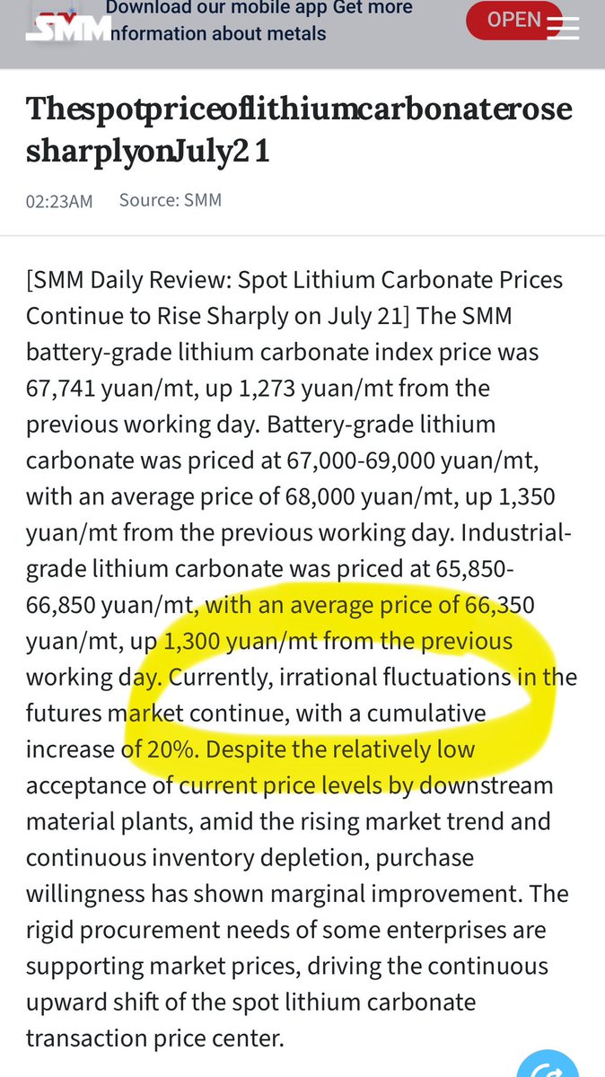 globallithium's tweet image. SMM’s (@CnMetals) role as the mouthpiece of biased #lithium info from China continues unabated. Whether it is their bloated inventory numbers or price commentary. They don’t like the price trend so it is irrational. They admit to inventory depletion from their inflated estimate.