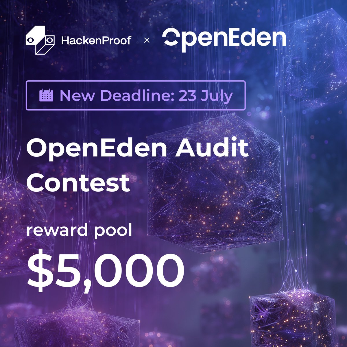 HackenProof's tweet image. ⚠️ Update: Deadline Changed!
The @OpenEden_X audit contest now ends on July 23
- Scope: Smart Contracts
- Reward Pool: $5,000
- Duration: Ends July 23
- No KYC required
⏳ Hurry up — there’s still time to find bugs and claim your reward: hackenproof.com/audit-programs…