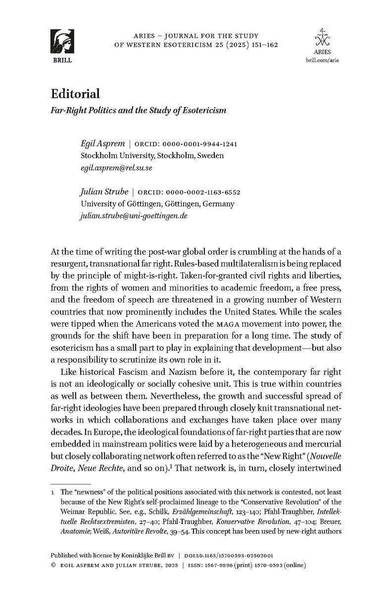 Hot off the press: a special issue on far-right politics and the study of esotericism:
brill.com/.../journals/a…