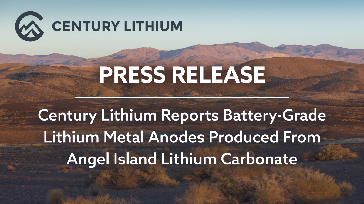 Century Lithium Reports Battery-Grade Lithium Metal Anodes Produced From Angel Island Lithium Carbonate

Read the full release here: bit.ly/44YUap9 

$LCE.V $CYDVF
