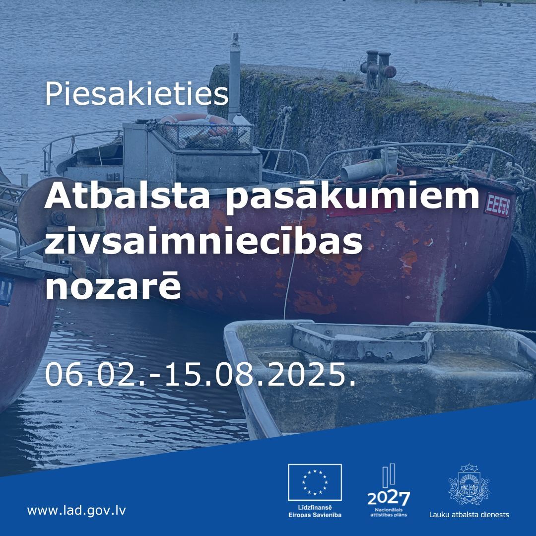 🌊 Nenokavē, līdz 15.augustam piesakies kādam no astoņiem izsludinātajiem atbalsta pasākumiem zivsaimniecības nozarei. Piesakoties kādam no atbalsta pasākumiem, tev būs iespēja attīstīt savu saimniecību.
Uzzini vairāk 👉lad.gov.lv/lv/jaunums/pie…
#EJZAF #ESfondi #atbalsts