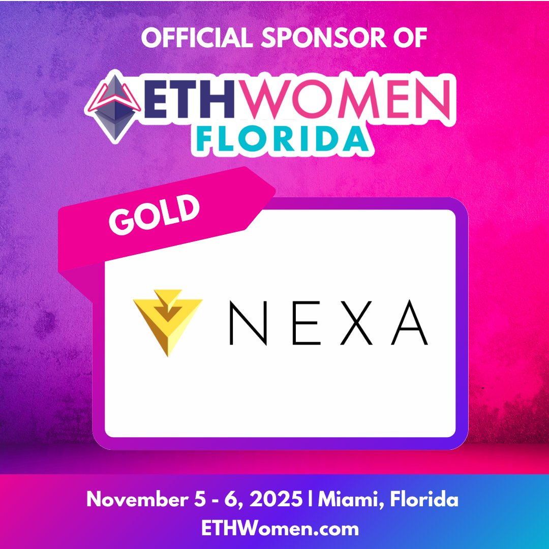 Ethereum_Women's tweet image. ๐ Nexa is making ETHWomen Miami possible! ๐ด
@NexaMoney is supporting our free, women-led Web3 experience by being an offcial Gold Sponsor ๐
๐
Nov 5โ6
๐ Miami, Florida
Come meet them & build the future ๐ฎ