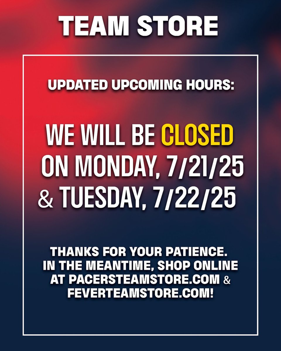 FeverTeamStore's tweet image. ATTN CUSTOMERS: We have updated hours today & tomorrow! 🚨